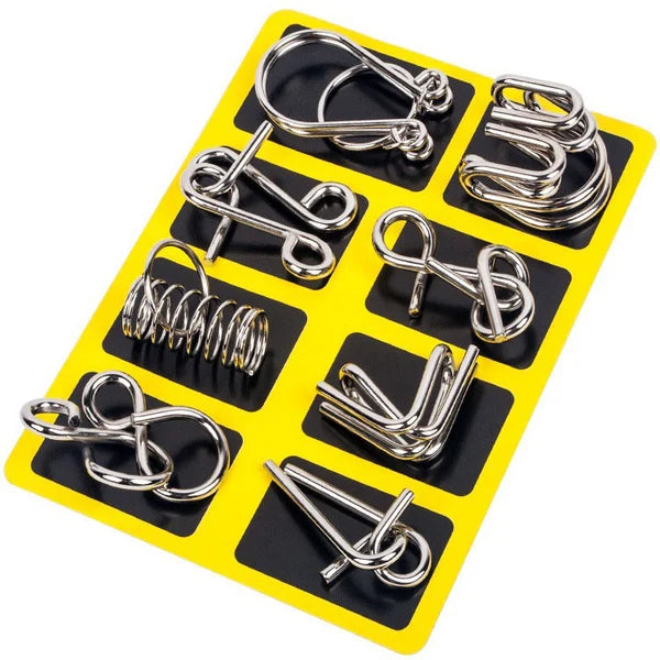 š„š„Metal Puzzle Ring Eight-Piece Blue Version Brain Teasersļ¼Developing the human brain