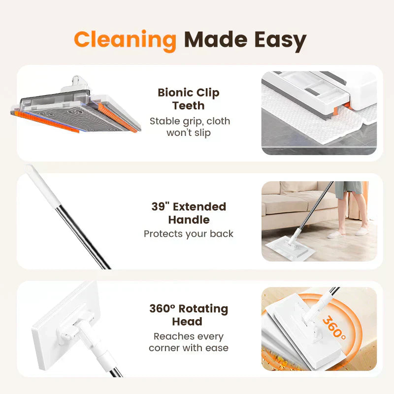 🧹Disposable Dust Mop with 4 Reusable Cloths