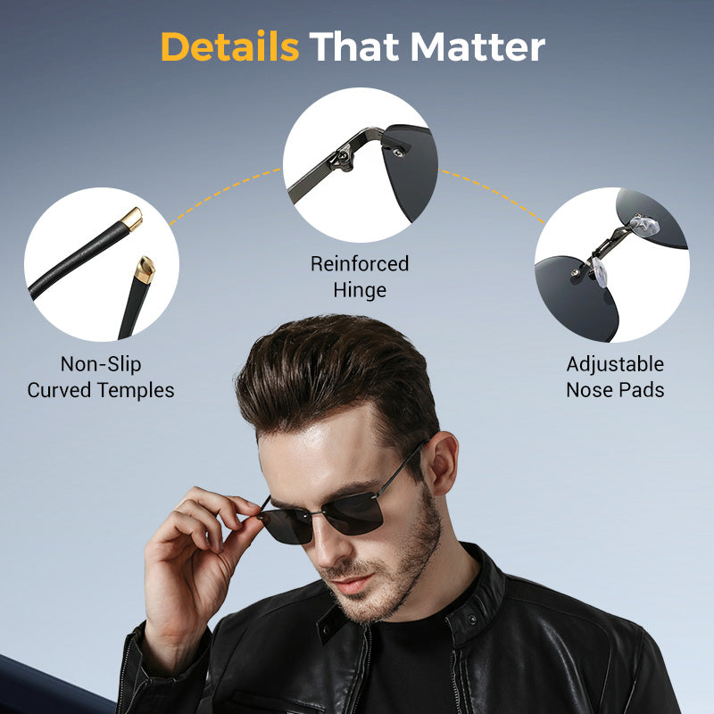 High-definition, frameless, protective sunglasses