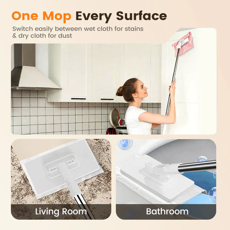 🧹Disposable Dust Mop with 4 Reusable Cloths