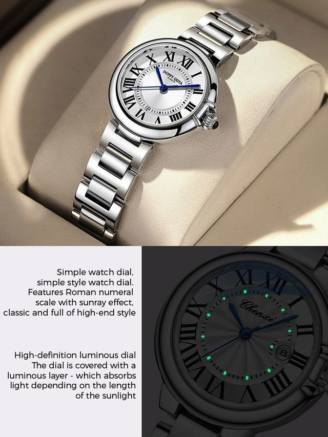Luminous Ladies Steel Strap Waterproof Quartz Watch