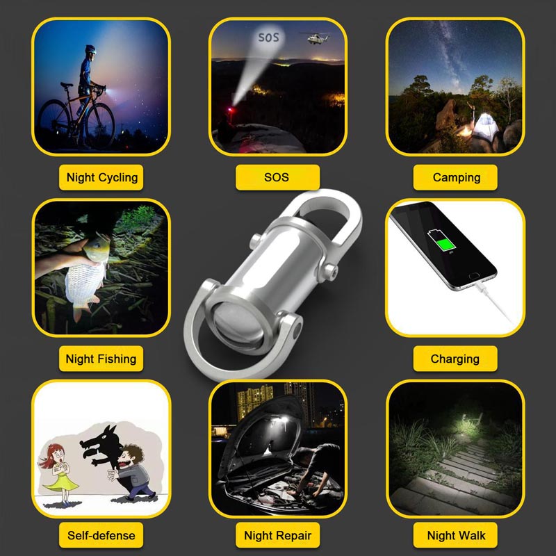Portable Rechargeable Bright Keychain Flashlight