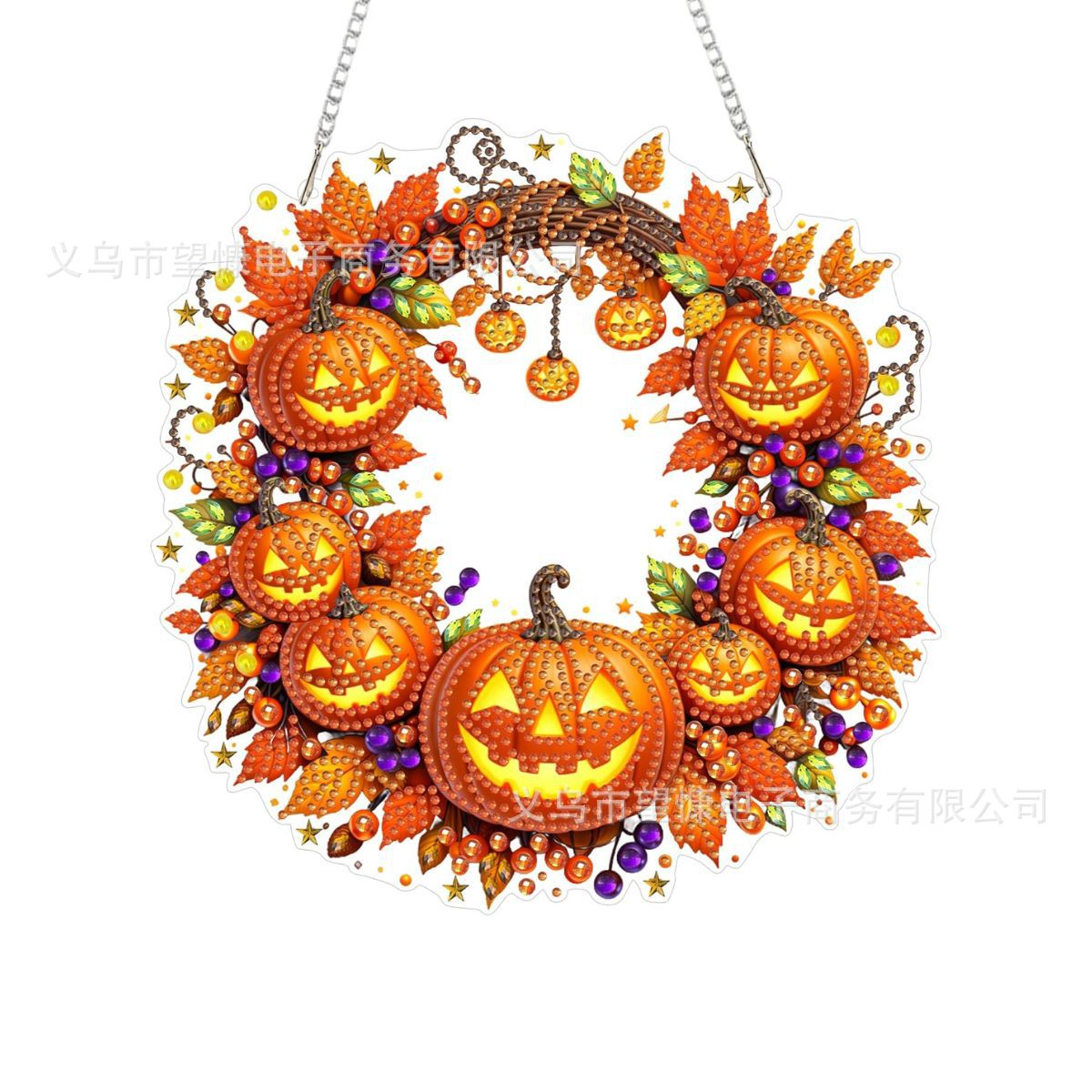 🍂 Autumnal Pumpkin Wreath Diamond Painting Hanging Decor, Complete DIY Kit