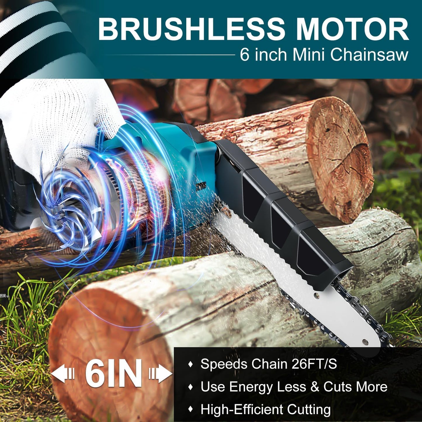 🔥Limited Time Promotion 50% OFF🔥6-inch Cordless Mini Chainsaw with 2 Batteries