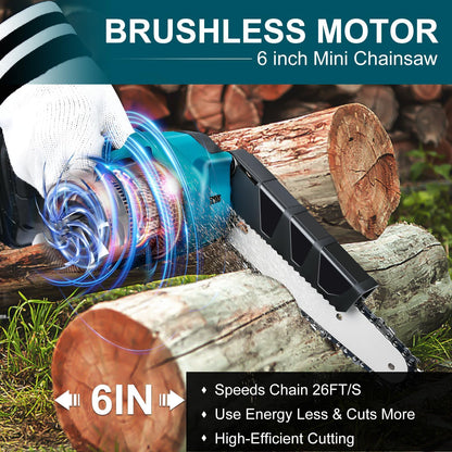 🔥Limited Time Promotion 50% OFF🔥6-inch Cordless Mini Chainsaw with 2 Batteries