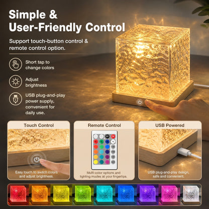 🥳2026 HOT SALE🥳💞50K+ SOLD! 🌊💤Dynamic Water Ripple LED Light – soothing ripple effect, soft flicker-free glow. USB powered, 3W, ideal for bedtime relaxation & reading. 🛋️✨