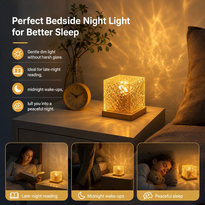 🥳2026 HOT SALE🥳💞50K+ SOLD! 🌊💤Dynamic Water Ripple LED Light – soothing ripple effect, soft flicker-free glow. USB powered, 3W, ideal for bedtime relaxation & reading. 🛋️✨