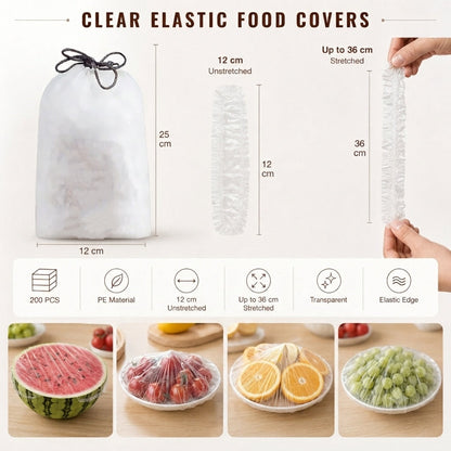 Cover Food Instantly! No-Tear Clear Stretch Elastic Lids