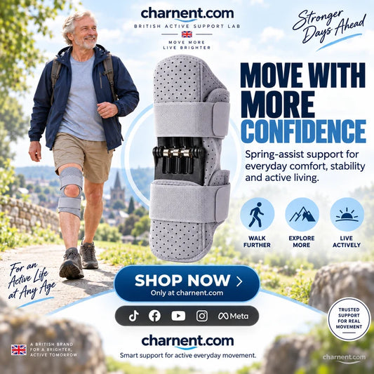 Spring-Assisted Knee Brace, Knee Support & Knee Booster for Elderly – Dynamic Spring Loaded Knee Stabilize Technology, Ergonomic Patella Support with Adjustable Straps for Stairs, Squatting, Daily Activities