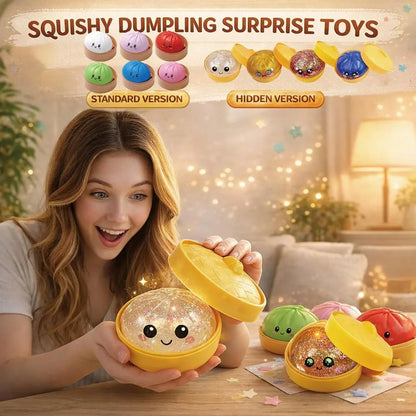 🥳2026 HOT SALE💞50K+ SOLD!👵🥟Glitter Dumpling Squishy Steamer Blind Box Surprise Squeeze Fun✨