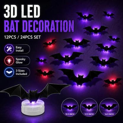 🦇Spooky 3D Bat LED Wall Light, Halloween Indoor Outdoor Wall Decoration Light👻