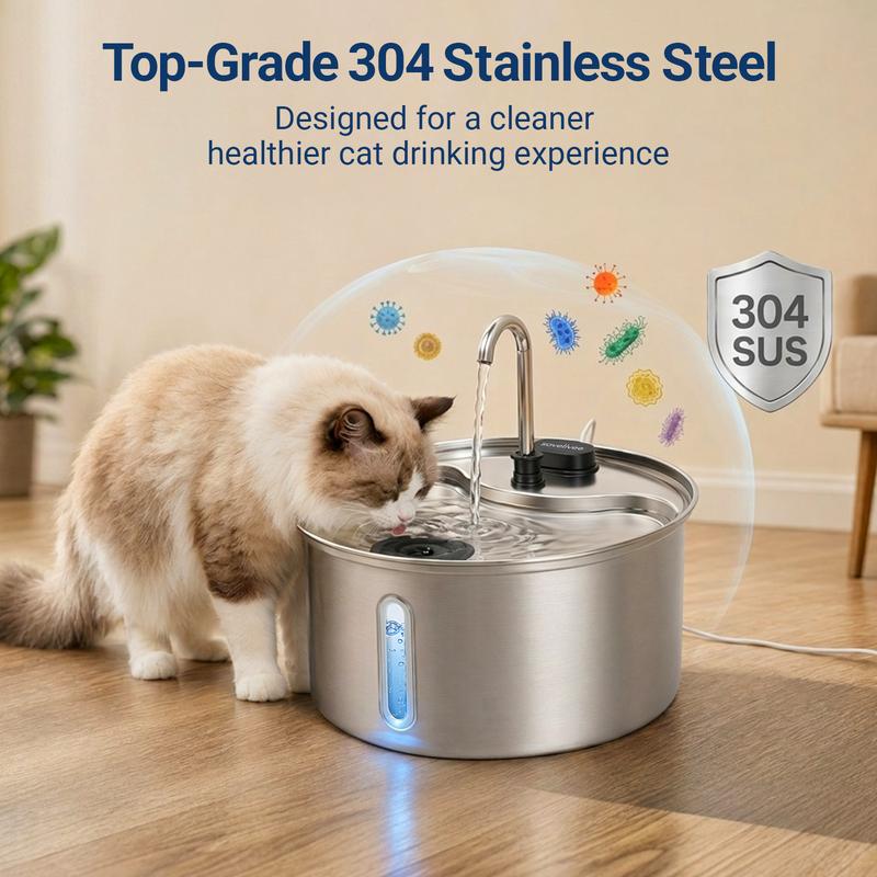 💥【50% OFF】🔥 Stainless Steel Pet Water Fountain | 3 Water Flows (Waterfall/Bubbling/Stream) | Rust-resistant & Hygienic | 4-Layer Filtration System | Ultra-quiet Pump <30dB | 3.2L Large Capacity | Fully Detachable & Dishwasher-safe | For Cats & Dogs