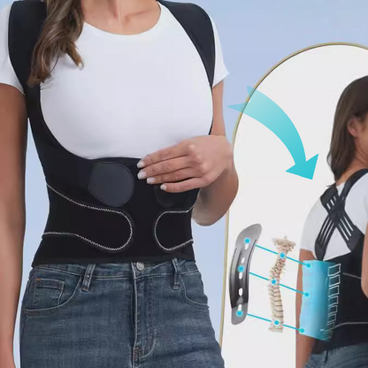 🧍 Posture Corrector: Spine Alignment, 4 Support Bars, 3D Lumbar Pad, Adjustable, Breathable