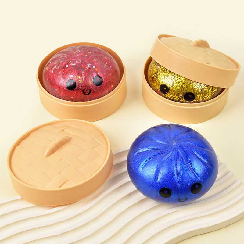 🥳2026 HOT SALE💞50K+ SOLD!👵🥟Glitter Dumpling Squishy Steamer Blind Box Surprise Squeeze Fun✨