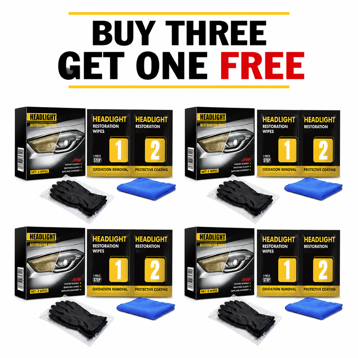 2-Step Car Headlight Restoration Wipe Kit