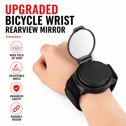 Bicycle wrist safety rear view mirror