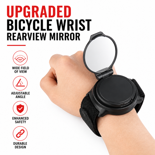 Bicycle wrist safety rear view mirror