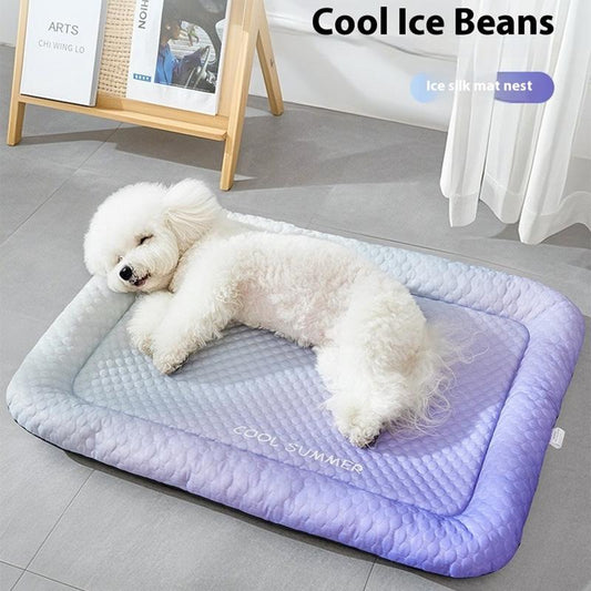 💖❄️Pet Cooling Mat for Dogs & Cats 🐾 Naturally Cool Ice-Silk Pad • Breathable, Washable & Soft 🐶🐱