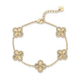 14K Gold Plated Clover Bracelet for Women - Lucky Charm Four Leaf Clover Bracelet Station with Cubic Zirconia - Hypoallergenic Trendy Fashion Stackable Clover Jewelry