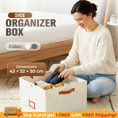 ⏰🔥LIMITED TIME 50% OFF! 👟 Fabric Shoe Organizer Storage Box – Foldable, Large Capacity, Dustproof & Breathable for Closet & Bedroom 🧺✨