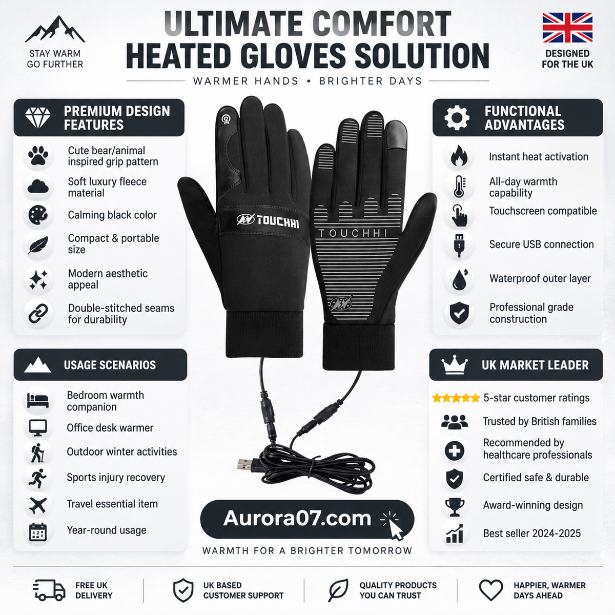 Winter Outdoor Warm Electric Heated Gloves