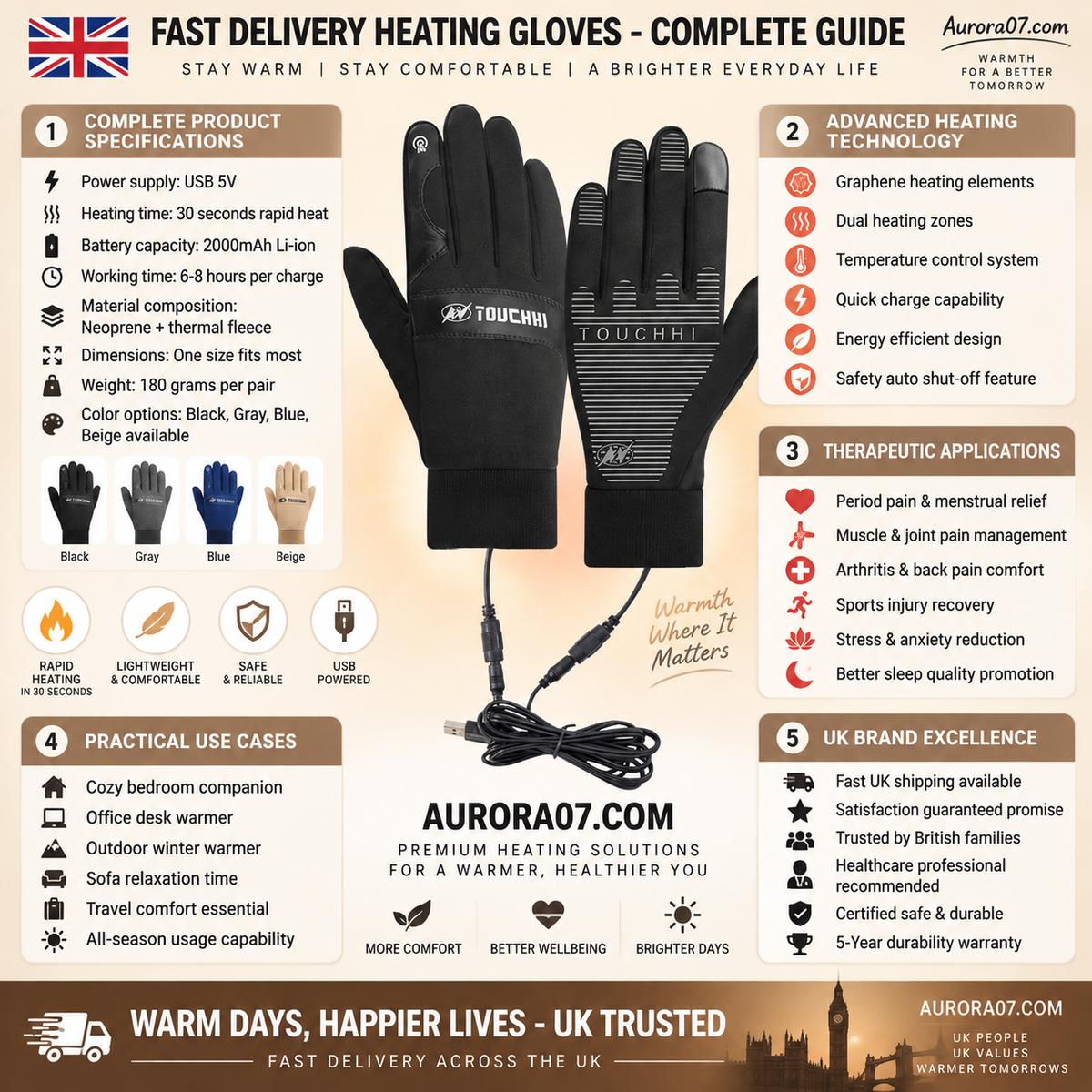 Winter Outdoor Warm Electric Heated Gloves