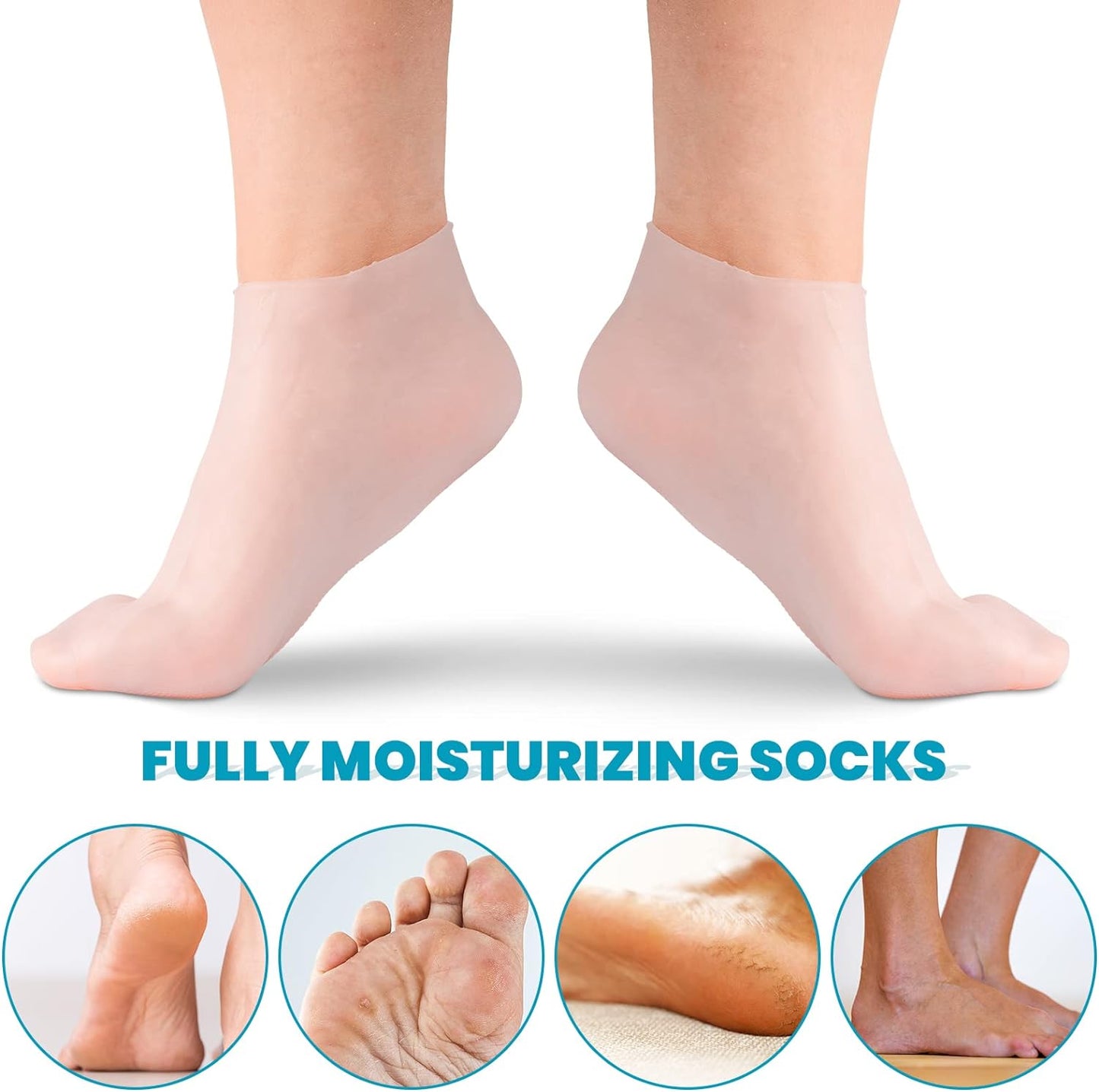🔥🔥Get 3 items when you buy 1！✨️Enjoy a foot spa anytime anywhere！👣Moisturizing Foot Mask Exfoliating Silicone Socks Beach Protective Socks(3pcs)