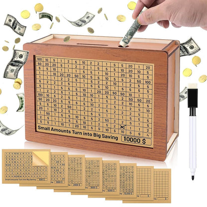 🎁 Hot Sale 54% OFF 🔥Wallet Fattening Program——Cash Vault Wooden Savings Box