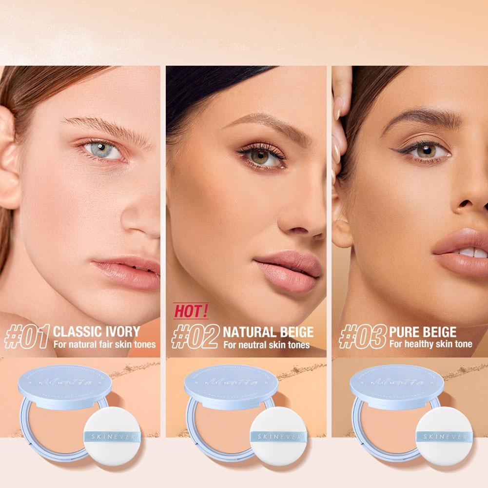 💙LAST DAY Buy 2 Get 1 Free💙Matte Perfection Pressed Powder Foundation, Oil Control Long Lasting Face Setting Powder, Buildable Coverage Compact Powder