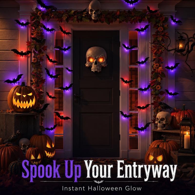 🦇Spooky 3D Bat LED Wall Light, Halloween Indoor Outdoor Wall Decoration Light👻