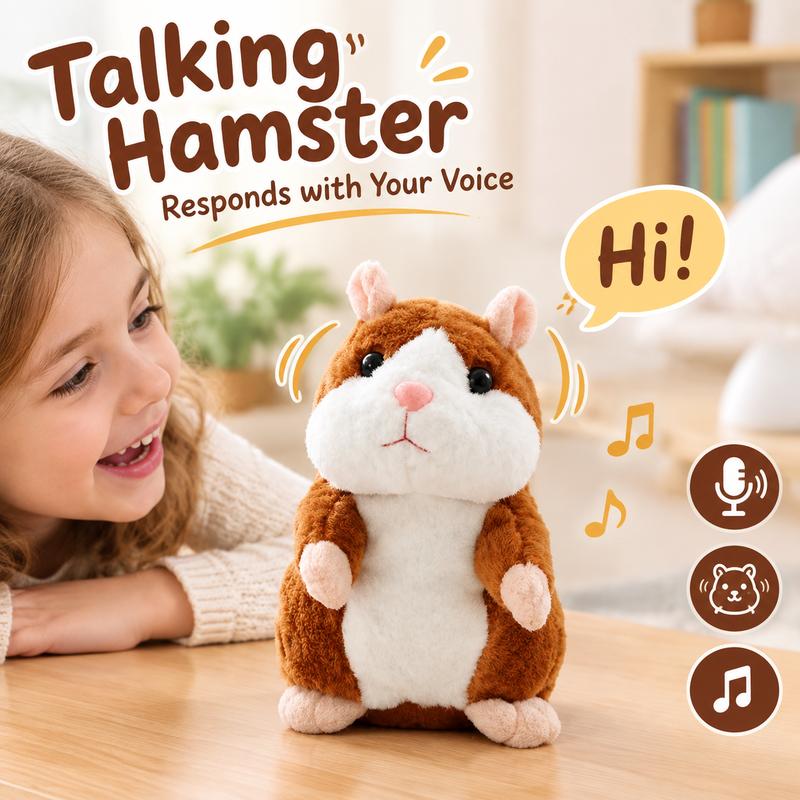 🎄LIMITED-TIME 50% OFF! ⏰Talking Hamster Plush – repeats whatever you say, auto head-shaking, hilarious fun for kids & adults