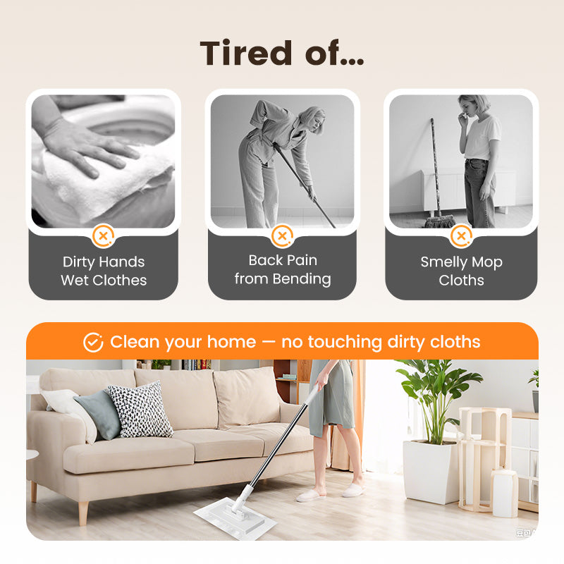 🔥🧹Disposable Dust Mop with 4 Reusable Cloths💦