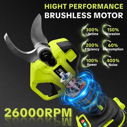 ✂️SEESE Cordless Electric Pruning Shears, 1.25 Inch Cutting Power Pruner with Brushless Motor, Dual 21V Batteries for Tree and Flower Trimming