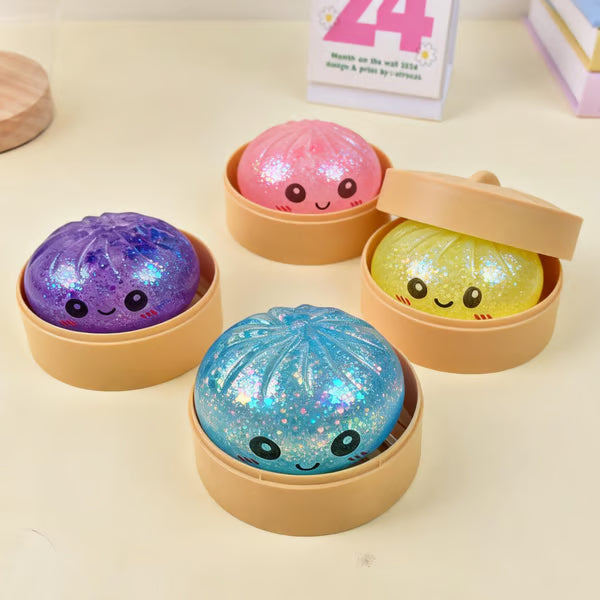 🥳2026 HOT SALE💞50K+ SOLD!👵🥟Glitter Dumpling Squishy Steamer Blind Box Surprise Squeeze Fun✨