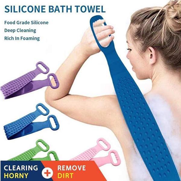 🧼Silicone Back Scrubber for Bath, Double-Sided Body Exfoliating Bath Brush with Soft Silicone Bristles