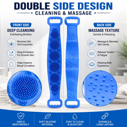 🧼Silicone Back Scrubber for Bath, Double-Sided Body Exfoliating Bath Brush with Soft Silicone Bristles