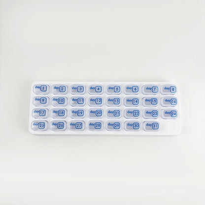 💊Monthly Pill Organizer with Lid - Arthritis-Friendly Easy-Open Lids 31 Removable Daily Pill Pods Date Reminder & Travel Case for Vitamins & Medications