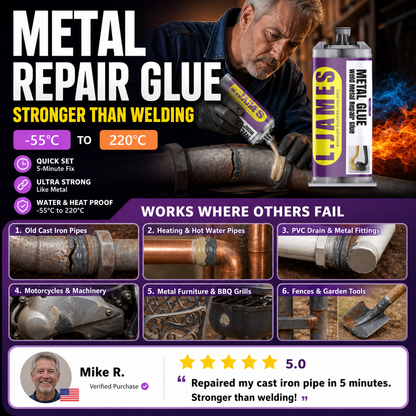 🔥Hot Sale 50% OFF🔥 Metal Weld Repair Glue – 2-Part Epoxy, Waterproof, Heat-Resistant, Drillable 🔧