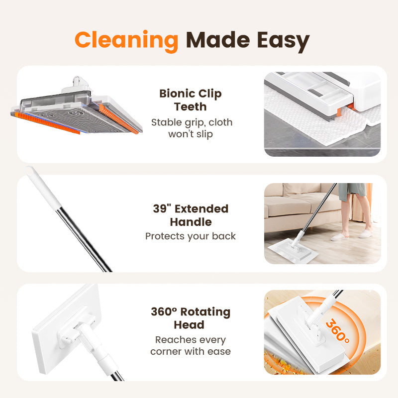 🔥🧹Disposable Dust Mop with 4 Reusable Cloths💦