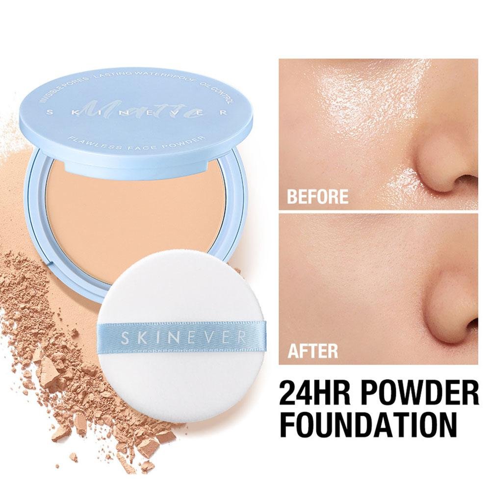 💙LAST DAY Buy 2 Get 1 Free💙Matte Perfection Pressed Powder Foundation, Oil Control Long Lasting Face Setting Powder, Buildable Coverage Compact Powder