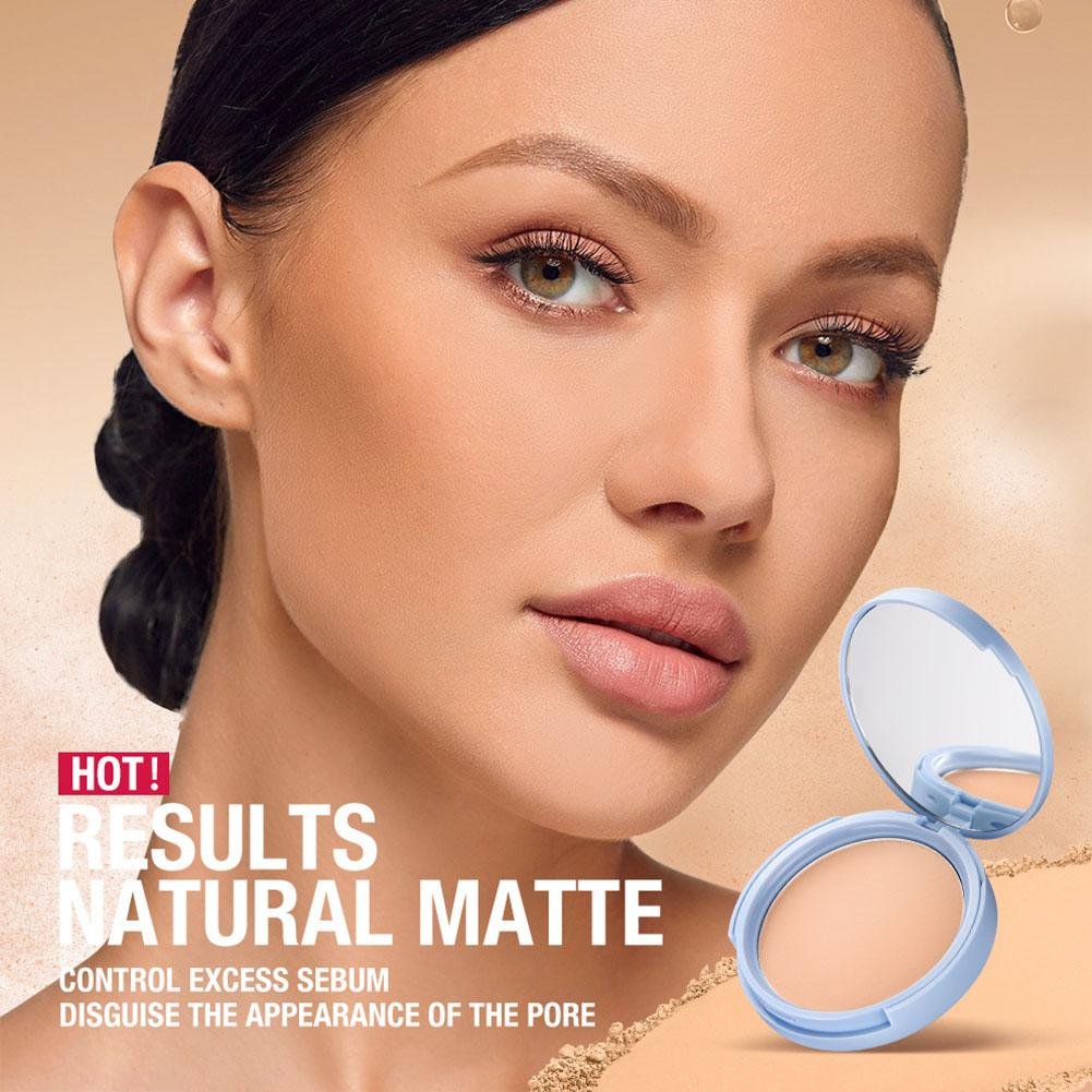 💙LAST DAY Buy 2 Get 1 Free💙Matte Perfection Pressed Powder Foundation, Oil Control Long Lasting Face Setting Powder, Buildable Coverage Compact Powder