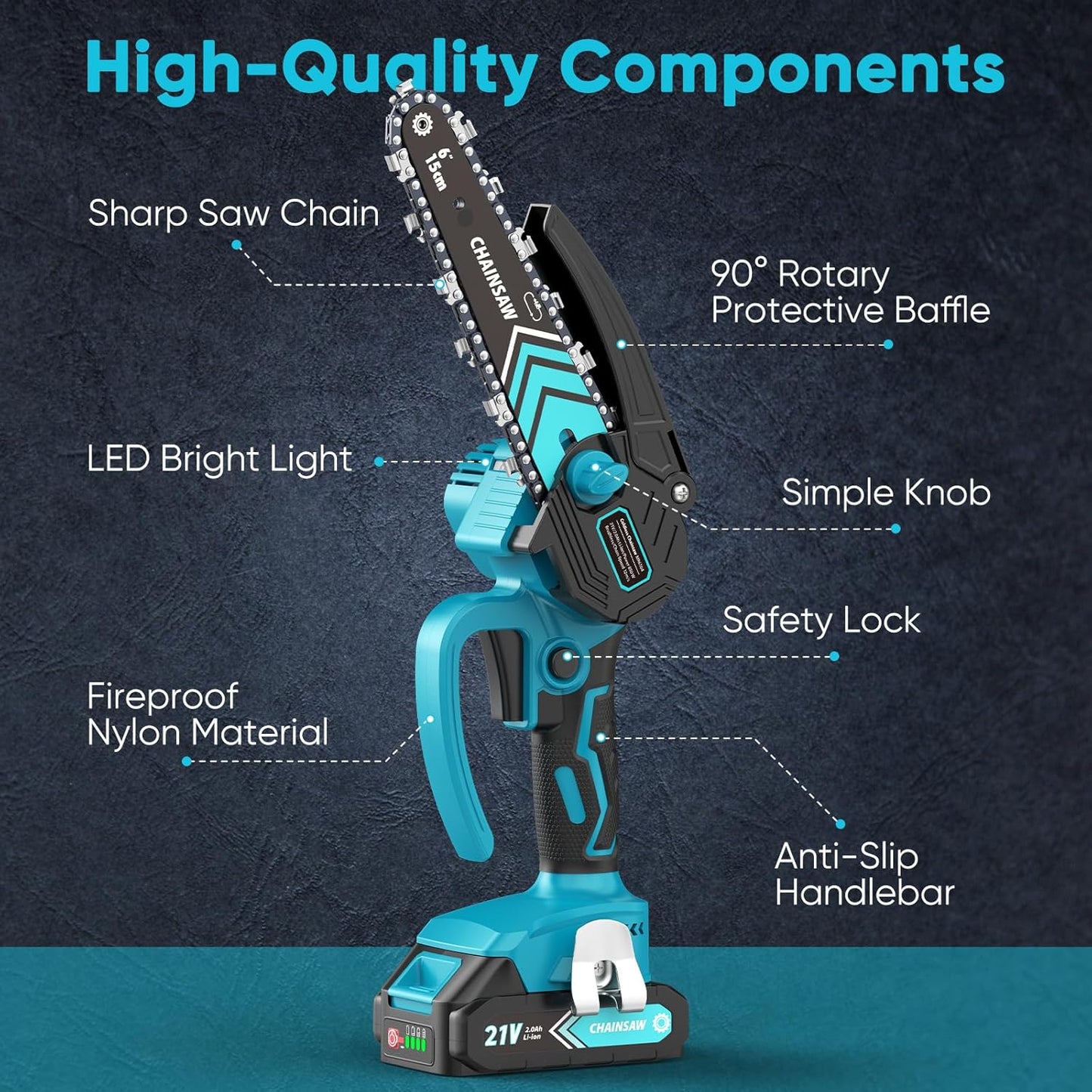 🔥Limited Time Promotion 50% OFF🔥6-inch Cordless Mini Chainsaw with 2 Batteries