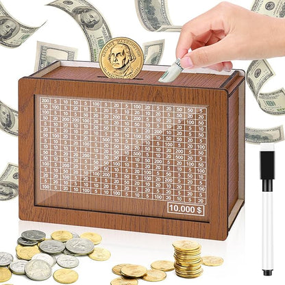 🎁 Hot Sale 54% OFF 🔥Wallet Fattening Program——Cash Vault Wooden Savings Box