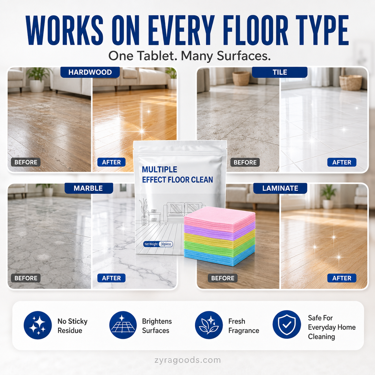 30-Pieces Multi-Effect Floor Cleaning Sheets