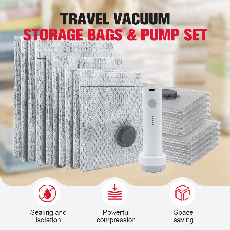 🔥 Travel Vacuum Storage Bags & Portable Pump Set