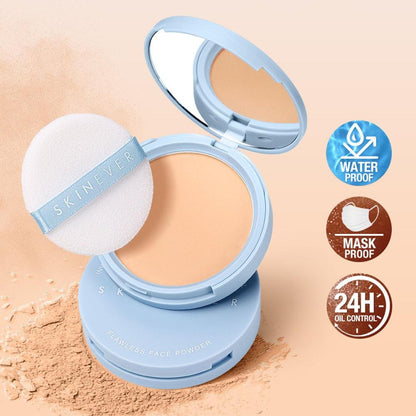 💙LAST DAY Buy 2 Get 1 Free💙Matte Perfection Pressed Powder Foundation, Oil Control Long Lasting Face Setting Powder, Buildable Coverage Compact Powder