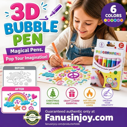 🎁🔮Magic Pen – Draw 3D with one stroke!🎄 DIY Bubble Popcorn Drawing Pens
