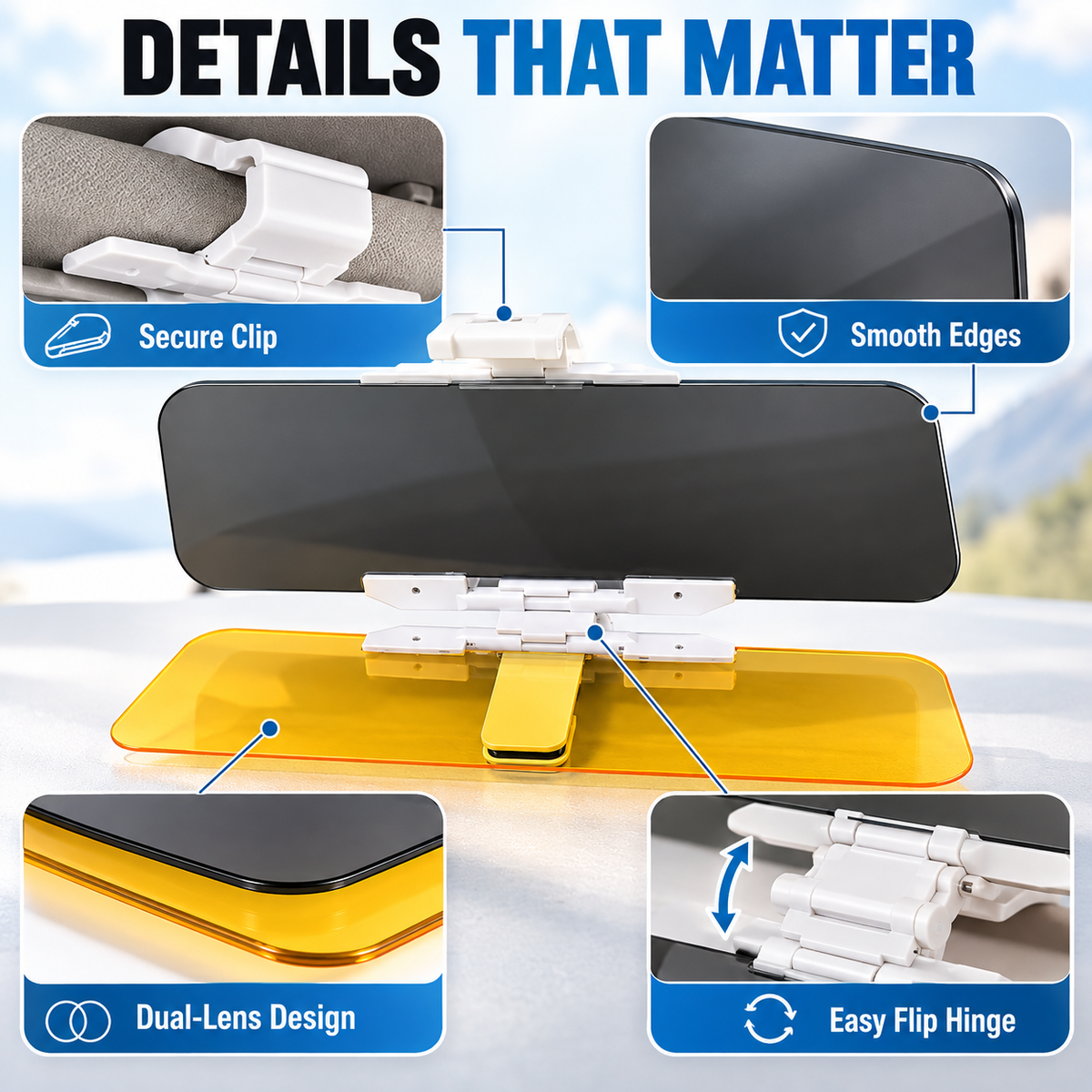 🏆Flash Sale⚡50K+ SOLD! Almost Gone-💥Universal HD Anti-Glare Car Visor for Day & Night