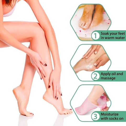 🔥🔥Get 3 items when you buy 1！✨️Enjoy a foot spa anytime anywhere！👣Moisturizing Foot Mask Exfoliating Silicone Socks Beach Protective Socks(3pcs)