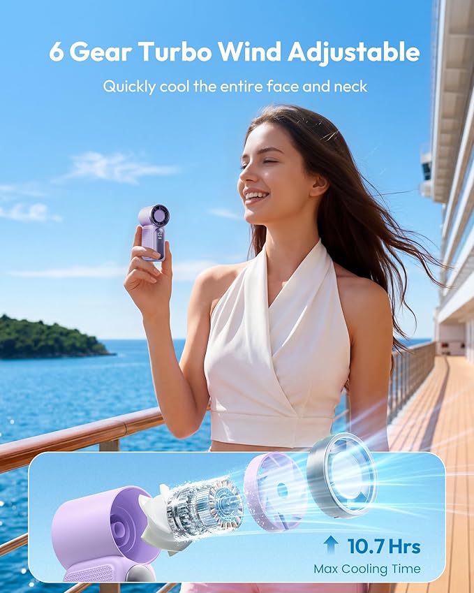 🥳2026 HOT SALE🥳💞❄️ 50% OFF! Turbo Handheld Fan – 16900 RPM, 6 speeds, LED display. 3000mAh battery, 10.7hrs cooling. Pocket‑sized power! 🌬️✨